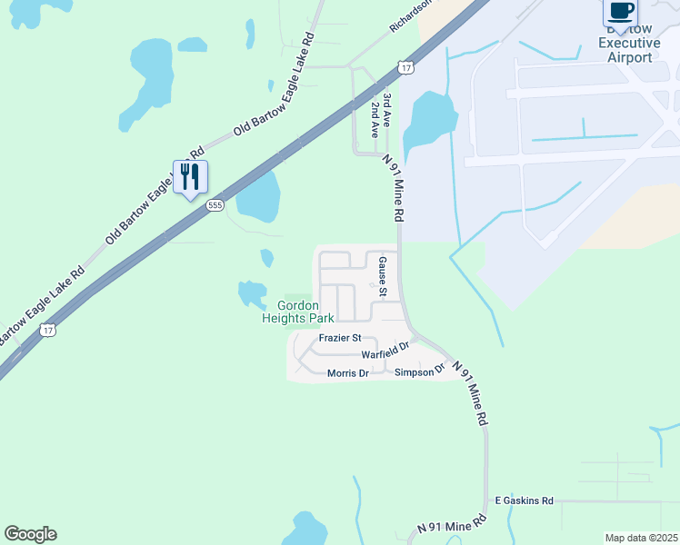 map of restaurants, bars, coffee shops, grocery stores, and more near 2907 Wheeler Street in Bartow