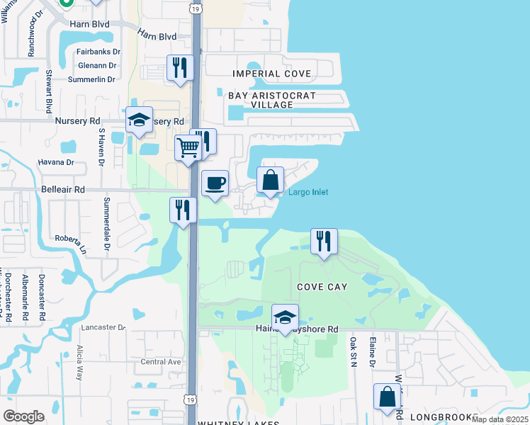 map of restaurants, bars, coffee shops, grocery stores, and more near 2724 Via Murano in Clearwater