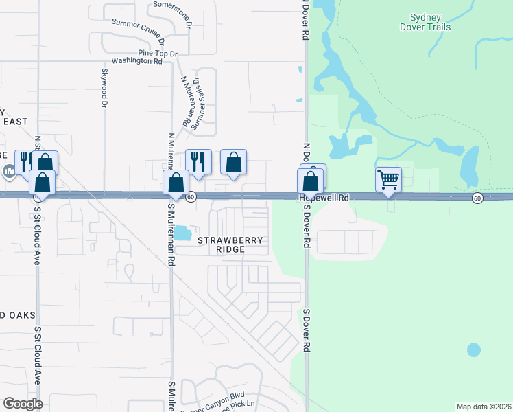 map of restaurants, bars, coffee shops, grocery stores, and more near 100 Taho Circle in Valrico