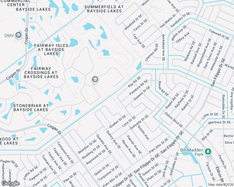map of restaurants, bars, coffee shops, grocery stores, and more near 913 Ray Road Southeast in Palm Bay