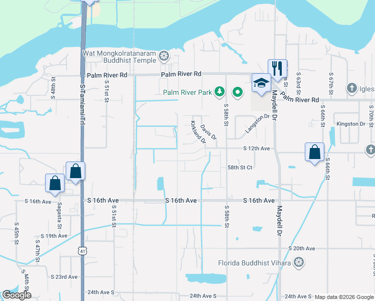 map of restaurants, bars, coffee shops, grocery stores, and more near 5601 Cookman Drive in Tampa