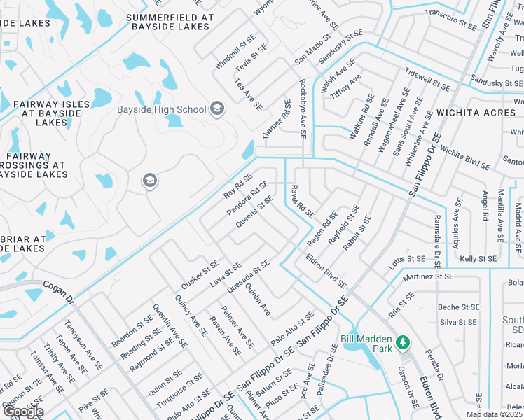 map of restaurants, bars, coffee shops, grocery stores, and more near 2497 Eldron Boulevard Southeast in Palm Bay