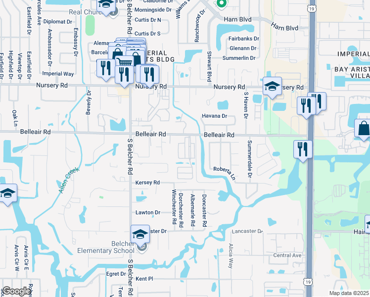 map of restaurants, bars, coffee shops, grocery stores, and more near 112 5 th Street in Clearwater