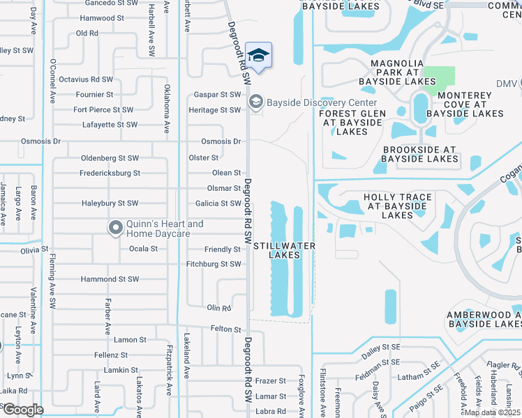 map of restaurants, bars, coffee shops, grocery stores, and more near 2425 Stillwater Lakes Drive in Palm Bay