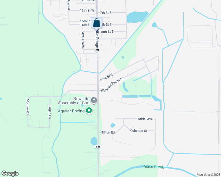 map of restaurants, bars, coffee shops, grocery stores, and more near 106 Palmetto Ridge Drive in Winter Haven