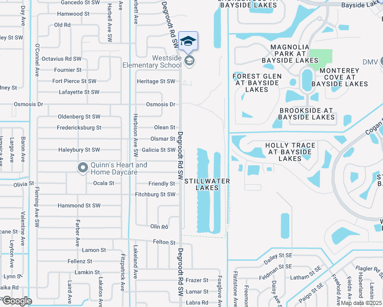 map of restaurants, bars, coffee shops, grocery stores, and more near 2425 Stillwater Lakes Drive in Palm Bay