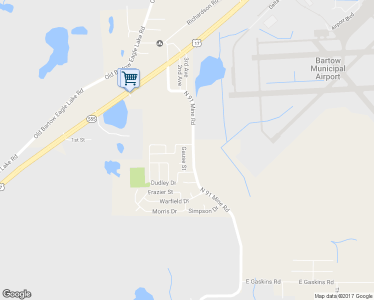 map of restaurants, bars, coffee shops, grocery stores, and more near 2980 Gause Street in Bartow