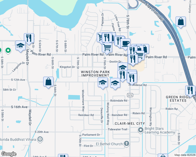map of restaurants, bars, coffee shops, grocery stores, and more near 7413 Aripeka Drive in Tampa