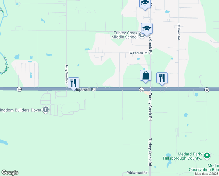 map of restaurants, bars, coffee shops, grocery stores, and more near 5802 Hopewell Road in Plant City