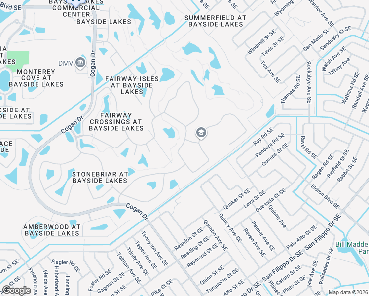 map of restaurants, bars, coffee shops, grocery stores, and more near 857 Old Country Road South East in Palm Bay