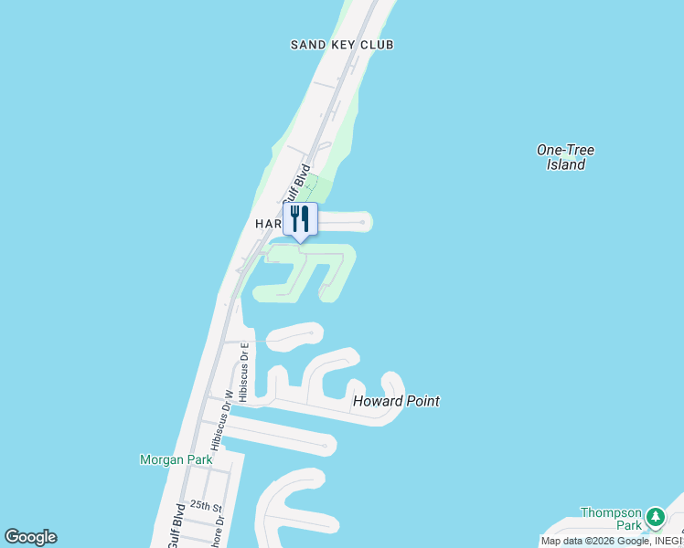 map of restaurants, bars, coffee shops, grocery stores, and more near 222 Sand Key Estates Drive in Clearwater