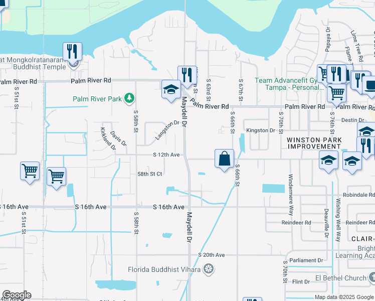 map of restaurants, bars, coffee shops, grocery stores, and more near 922 Maydell Drive in Tampa