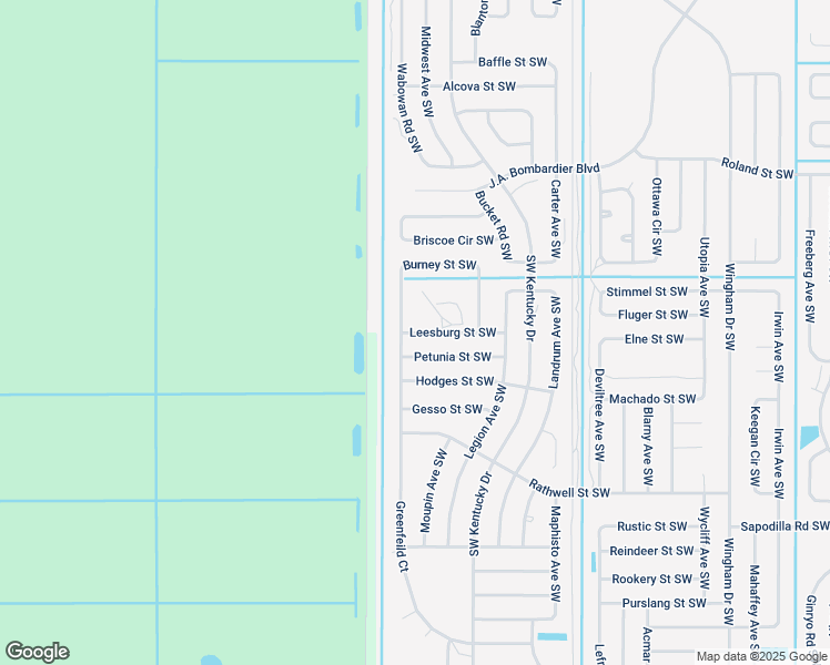 map of restaurants, bars, coffee shops, grocery stores, and more near 1700 Leesburg Street Southwest in Melbourne