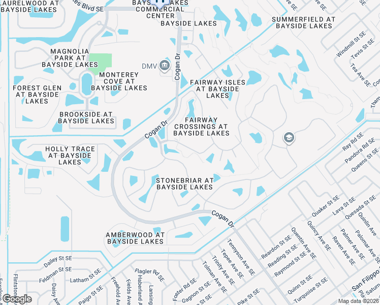 map of restaurants, bars, coffee shops, grocery stores, and more near 580 Rangewood Drive Southeast in Palm Bay