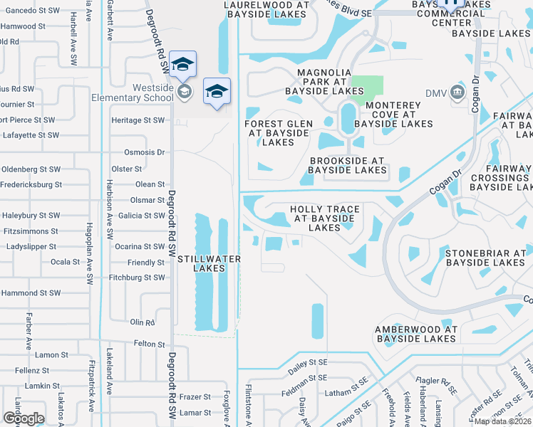 map of restaurants, bars, coffee shops, grocery stores, and more near 112 Broyles Drive in Palm Bay