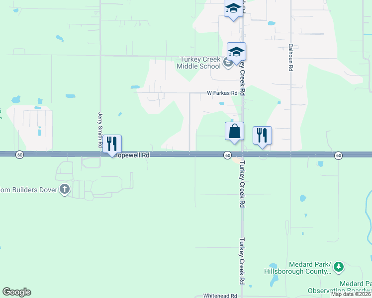 map of restaurants, bars, coffee shops, grocery stores, and more near 5802 Hopewell Road in Plant City