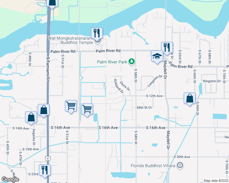 map of restaurants, bars, coffee shops, grocery stores, and more near 5610 Cookman Drive in Tampa