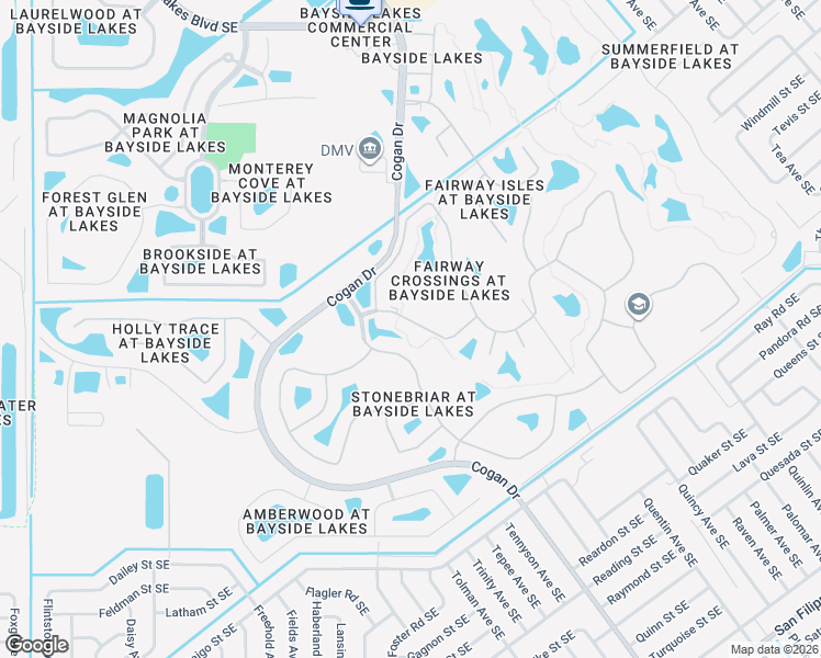 map of restaurants, bars, coffee shops, grocery stores, and more near 580 Rangewood Drive Southeast in Palm Bay