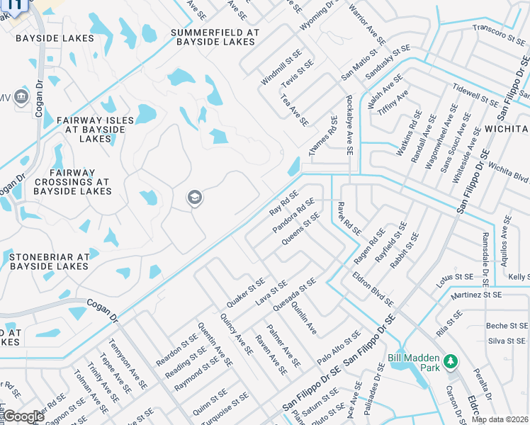 map of restaurants, bars, coffee shops, grocery stores, and more near 961 Ray Road Southeast in Palm Bay