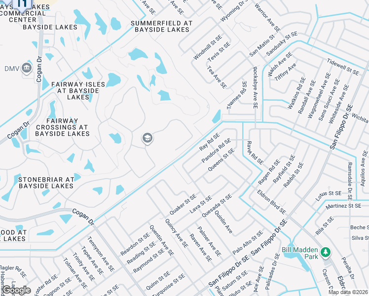 map of restaurants, bars, coffee shops, grocery stores, and more near 937 Ray Road Southeast in Palm Bay
