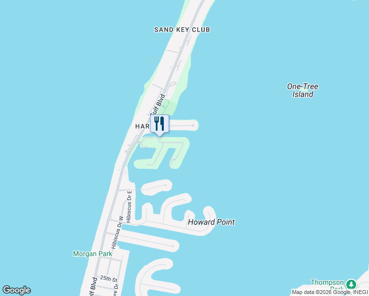 map of restaurants, bars, coffee shops, grocery stores, and more near 222 Sand Key Estates Drive in Clearwater