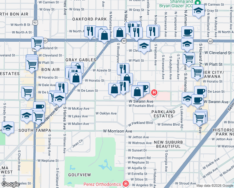 map of restaurants, bars, coffee shops, grocery stores, and more near in Tampa