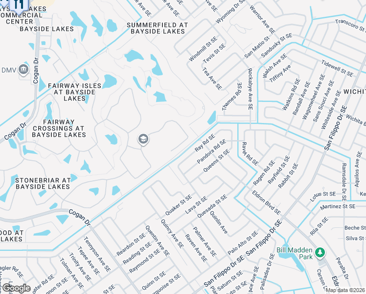 map of restaurants, bars, coffee shops, grocery stores, and more near 961 Ray Road Southeast in Palm Bay