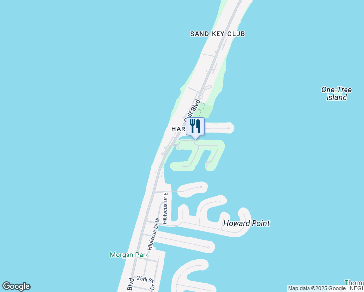 map of restaurants, bars, coffee shops, grocery stores, and more near 1621 Gulf Boulevard in Clearwater