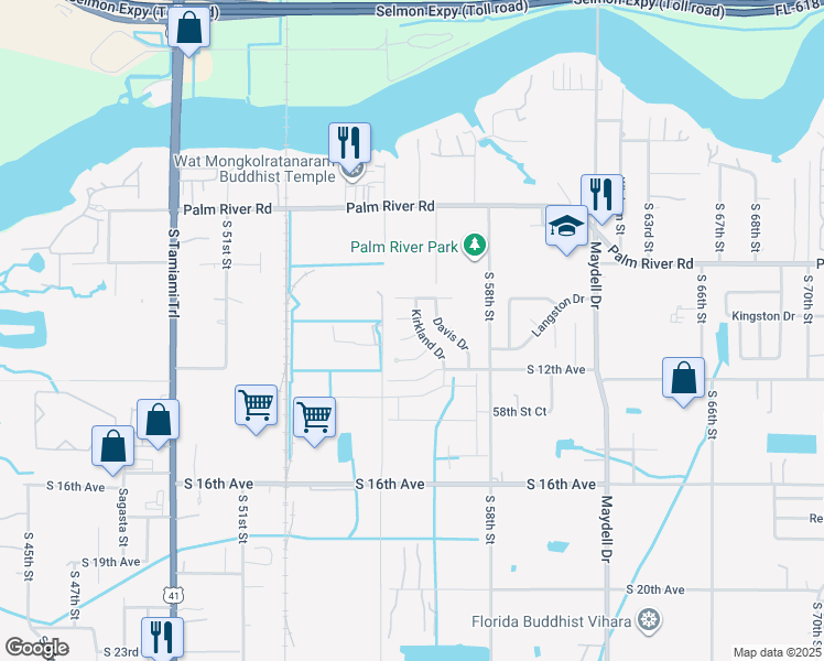map of restaurants, bars, coffee shops, grocery stores, and more near 5610 Hughes Court in Tampa