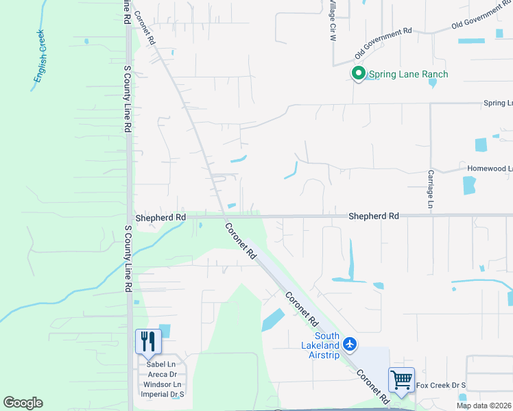 map of restaurants, bars, coffee shops, grocery stores, and more near 5005 Shepherd Road in Lakeland