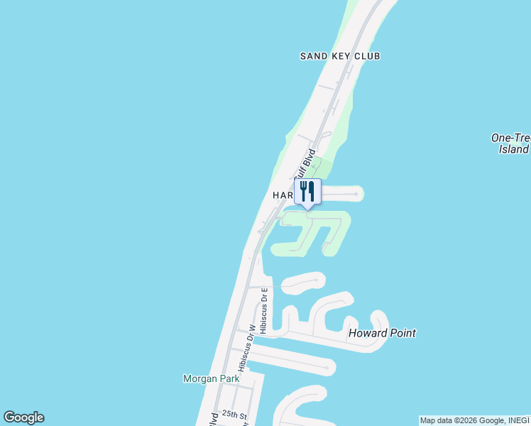 map of restaurants, bars, coffee shops, grocery stores, and more near 1600 Gulf Boulevard in Clearwater