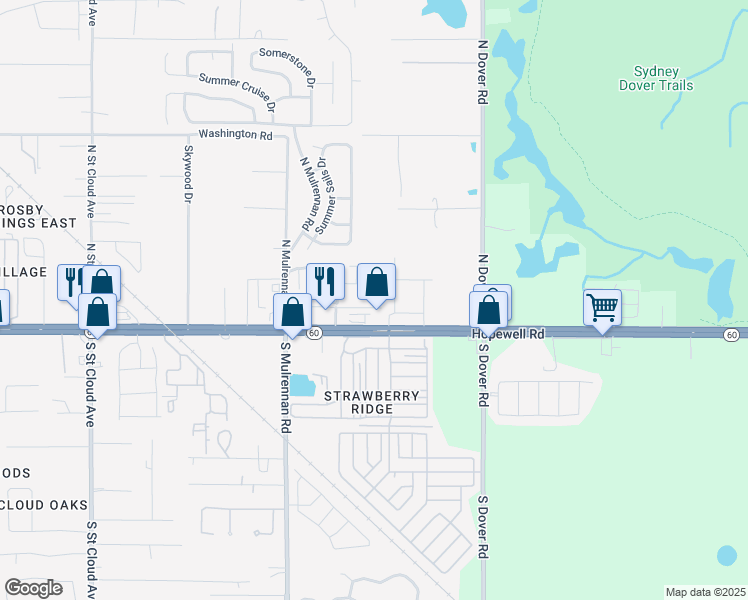 map of restaurants, bars, coffee shops, grocery stores, and more near 3472 Kings Commercial Ct in Valrico
