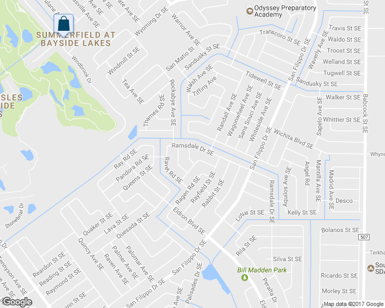 map of restaurants, bars, coffee shops, grocery stores, and more near 2239 Rambler Lane Southeast in Palm Bay
