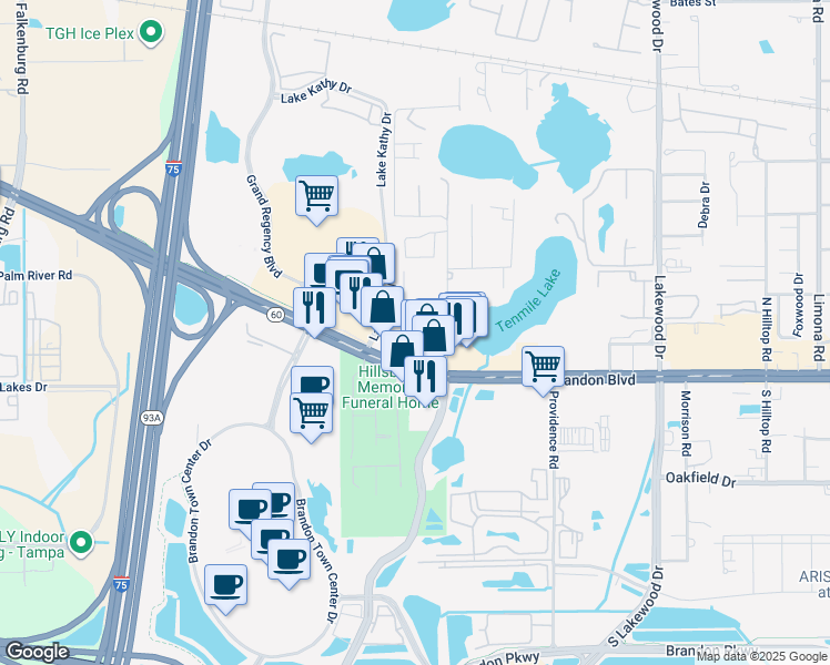 map of restaurants, bars, coffee shops, grocery stores, and more near 100 Horst Road in Brandon