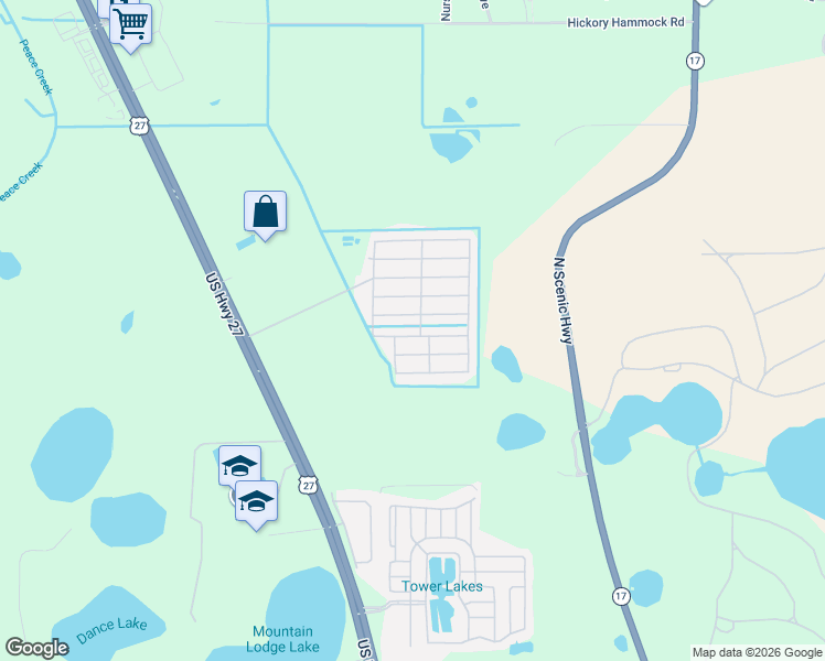 map of restaurants, bars, coffee shops, grocery stores, and more near 462-534 Caymen Drive in Lake Wales