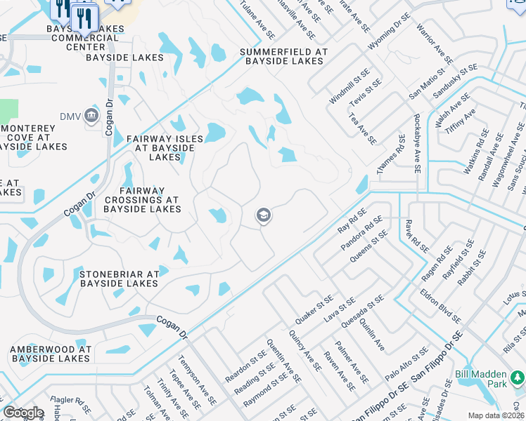 map of restaurants, bars, coffee shops, grocery stores, and more near 913 Ray Road Southeast in Palm Bay