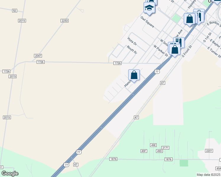 map of restaurants, bars, coffee shops, grocery stores, and more near 108 Collins in Odem