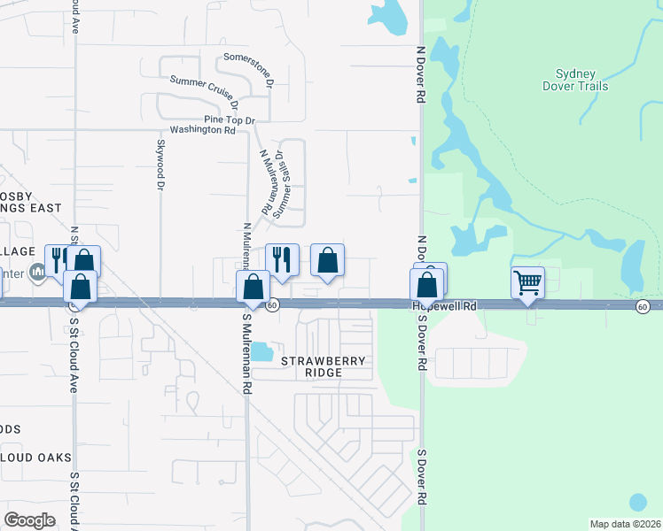 map of restaurants, bars, coffee shops, grocery stores, and more near 3472 Kings Commercial Court in Valrico