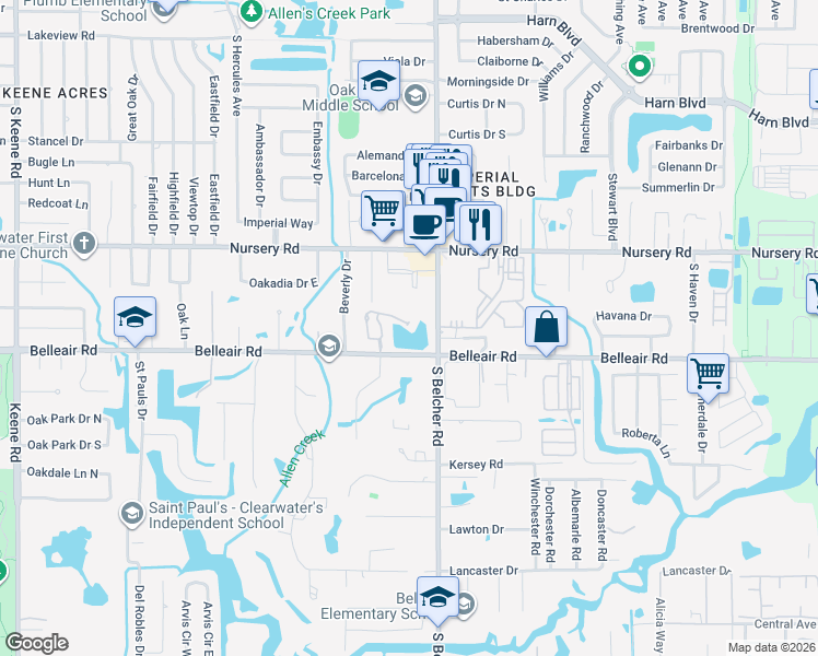 map of restaurants, bars, coffee shops, grocery stores, and more near 15 Reserve Boulevard in Clearwater