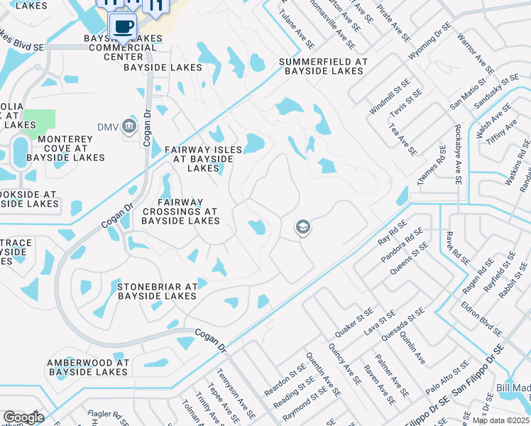 map of restaurants, bars, coffee shops, grocery stores, and more near 860 Old Country Road South East in Palm Bay