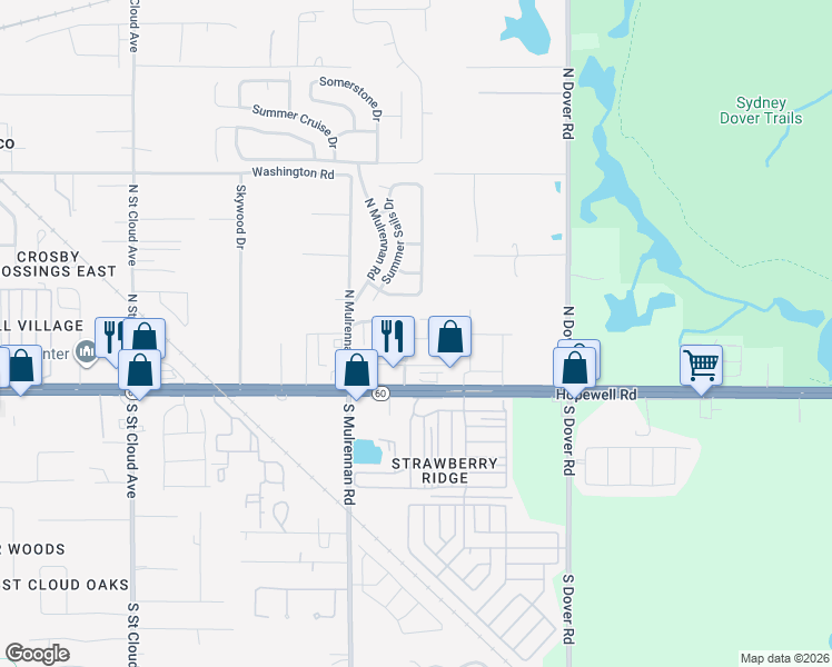 map of restaurants, bars, coffee shops, grocery stores, and more near 3406 Dragon View Court in Valrico