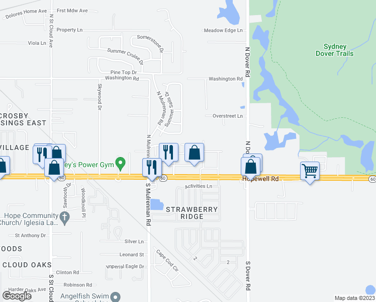 map of restaurants, bars, coffee shops, grocery stores, and more near 3430 Dragon View Court in Valrico