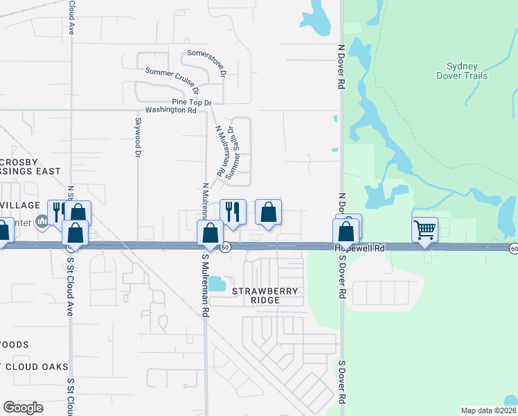 map of restaurants, bars, coffee shops, grocery stores, and more near 207 Dragons Fire Place in Valrico