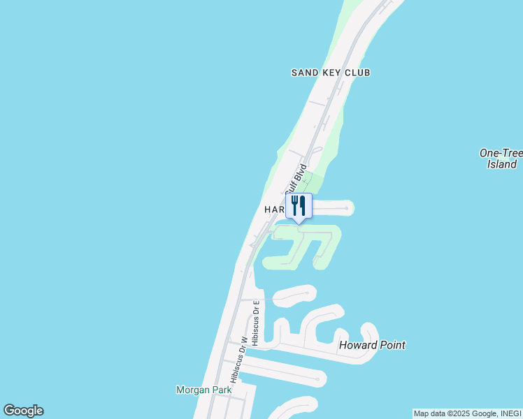 map of restaurants, bars, coffee shops, grocery stores, and more near 1586 Gulf Boulevard in Clearwater