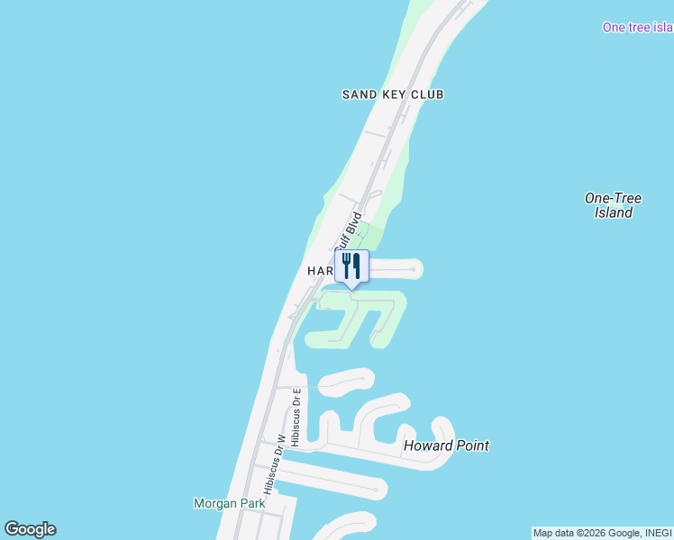 map of restaurants, bars, coffee shops, grocery stores, and more near 1581 Gulf Boulevard in Clearwater