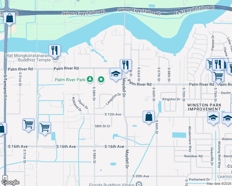 map of restaurants, bars, coffee shops, grocery stores, and more near 805 Maydell Drive in Tampa