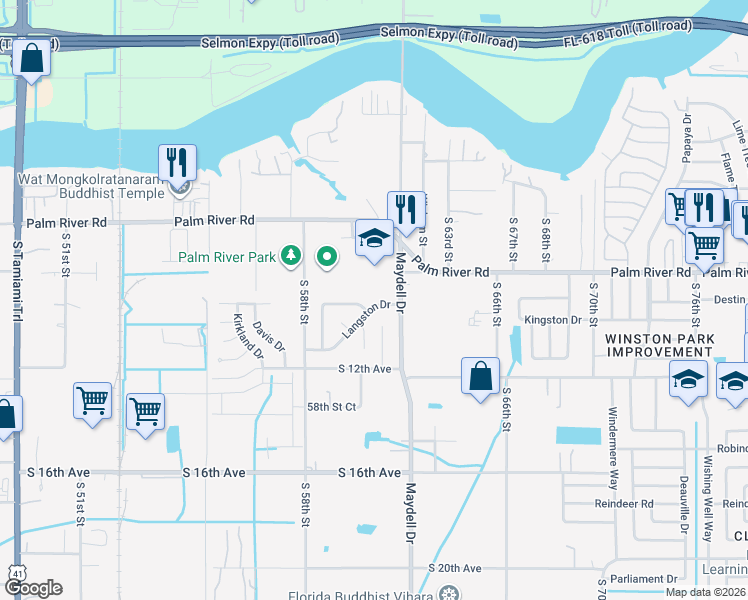 map of restaurants, bars, coffee shops, grocery stores, and more near 805 Maydell Drive in Tampa