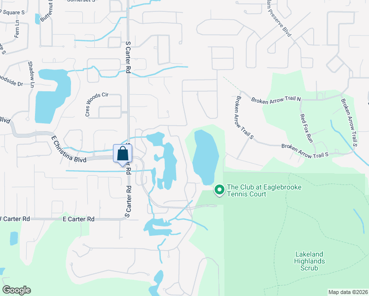 map of restaurants, bars, coffee shops, grocery stores, and more near 6924 Lake Eaglebrooke Drive in Lakeland