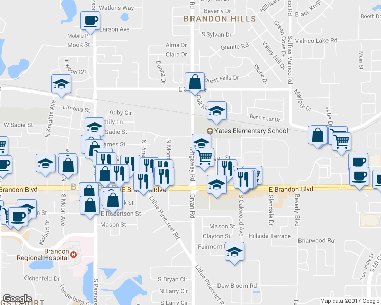 map of restaurants, bars, coffee shops, grocery stores, and more near 200 Kingsway Rd in Brandon