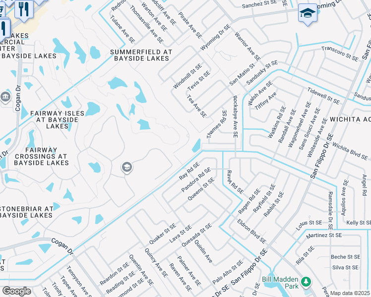 map of restaurants, bars, coffee shops, grocery stores, and more near 2179 Windbrook Drive in Palm Bay